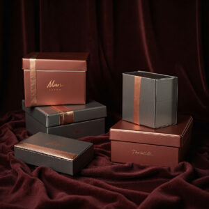 Custom Burgundy Foil Boxes